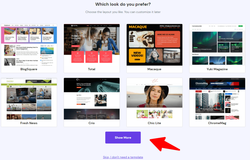 this image shows hostinger wordpress theme
